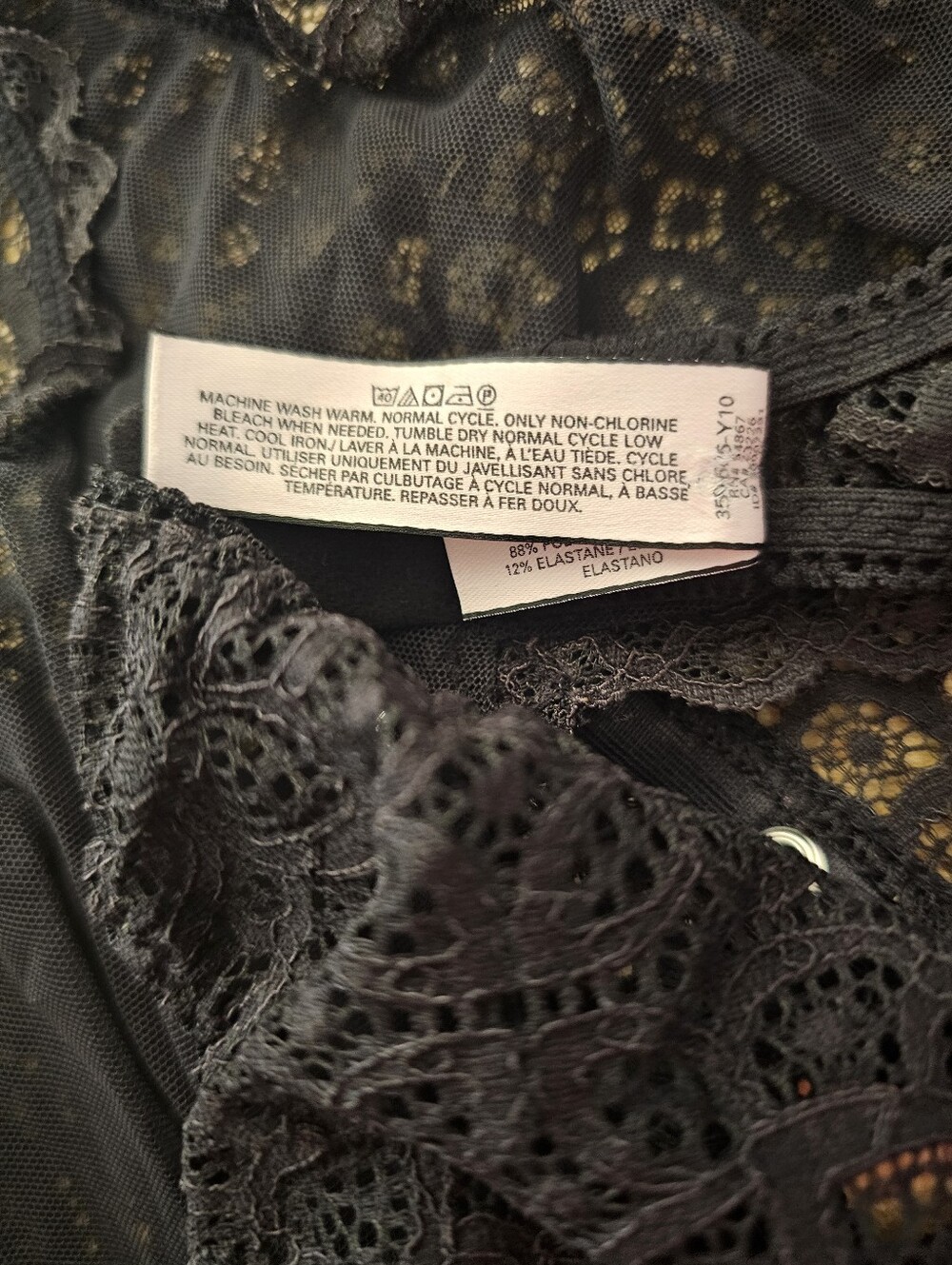 Victoria's Secret Black Lace Teddy Bodysuit Medium M EUC Plunge Grommet Sexy - Picture 5 of 6